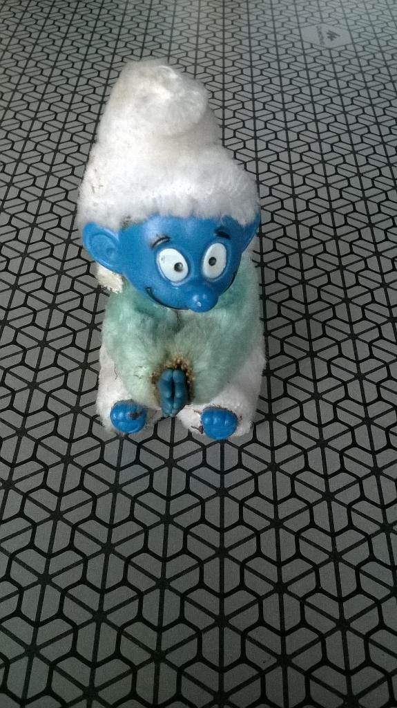 Schtroumpf en peluche avec main pinces, Enlèvement ou Envoi, Utilisé, Autres Schtroumpfs, Poupée, Figurine ou Peluche