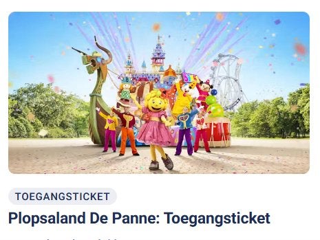 2 billets pour adultes à Plopsaland 50/2 €, Deux personnes, Ticket ou Carte d'accès