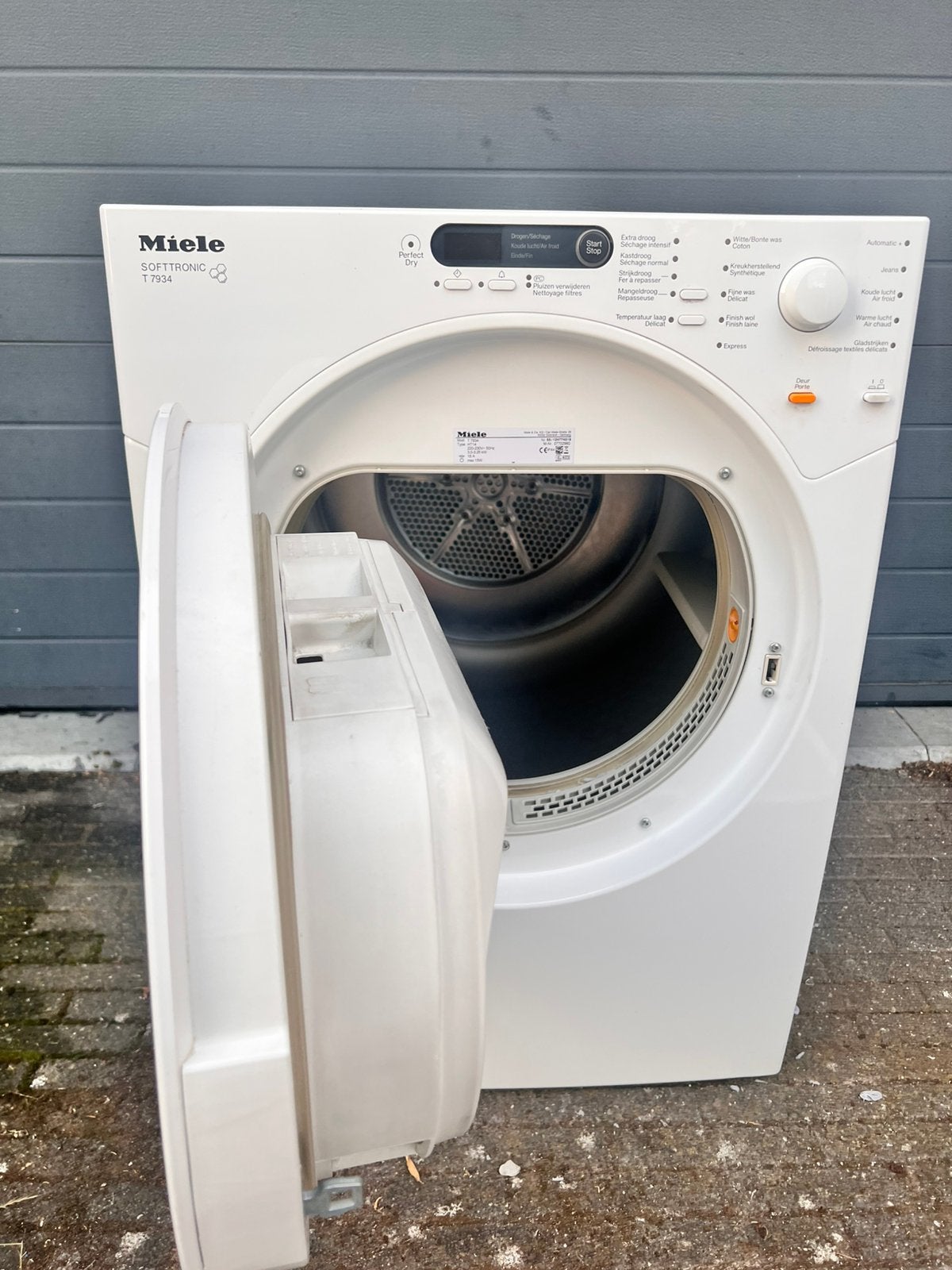 Droogkast Luchtafvoer Miele Softtronic T7934., Electroménager, Sèche-linge, Comme neuf, Évacuation d'air, Enlèvement