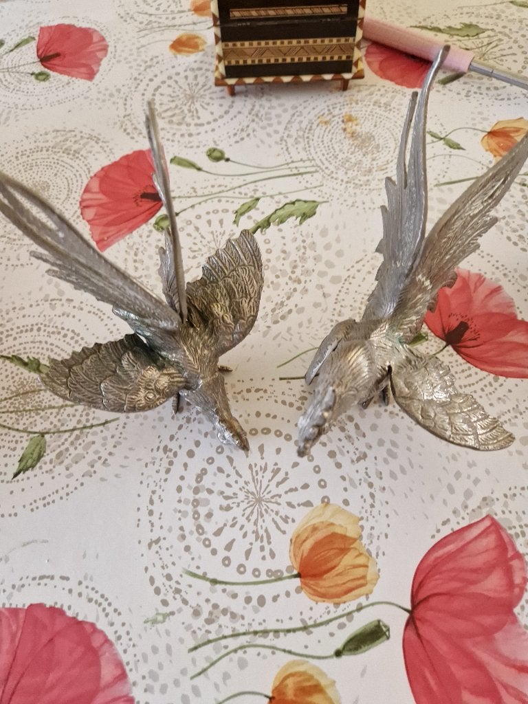 2  coqs métal argenté, Enlèvement, Argent