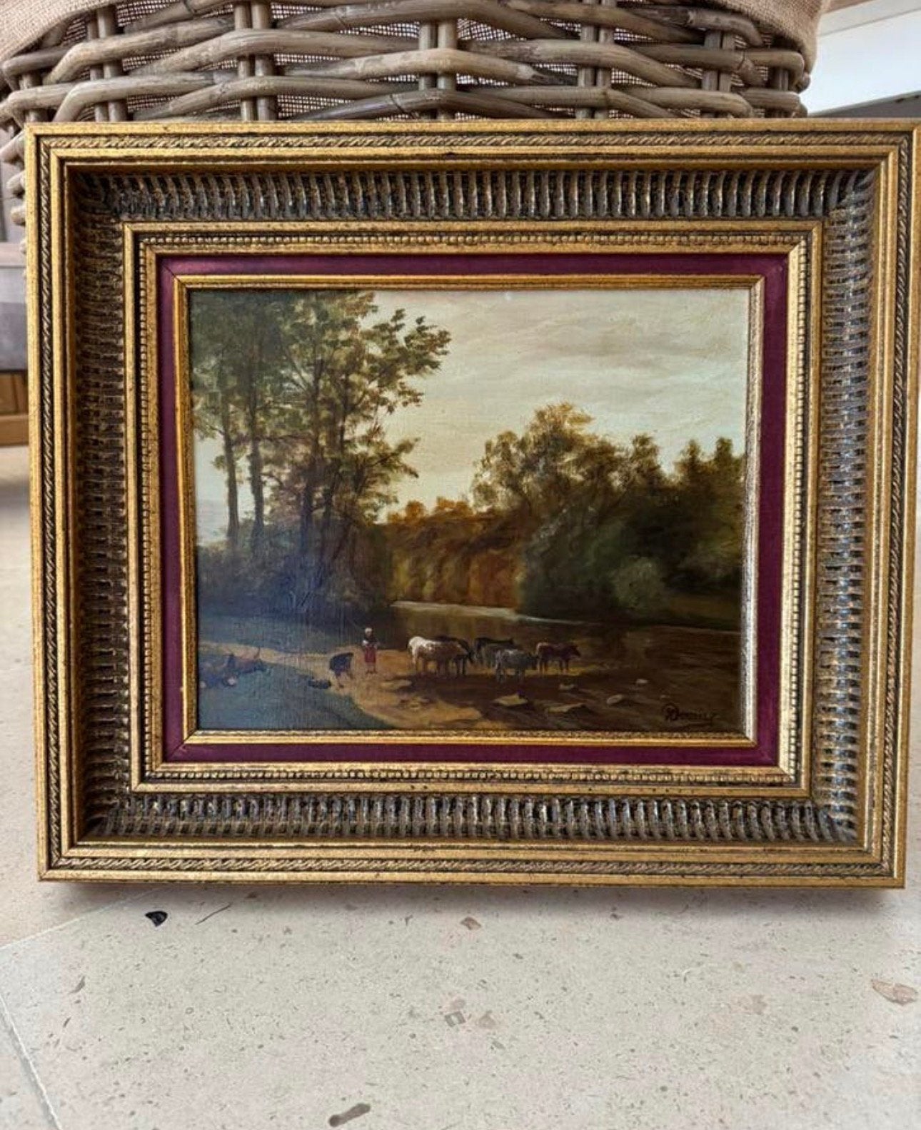Schilderij landschap Dooms, Antiek en Kunst, Ophalen, Landschap, Doek