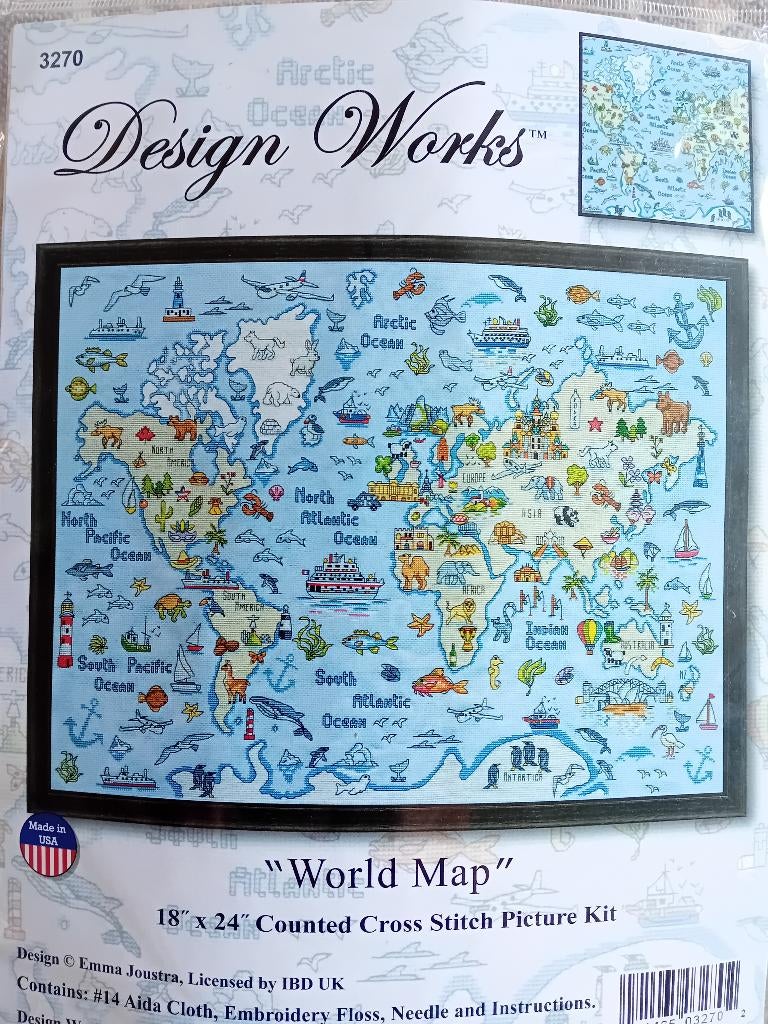 Borduurpakket World Map van Design Works, Verzenden, Nieuw, Borduurpakket