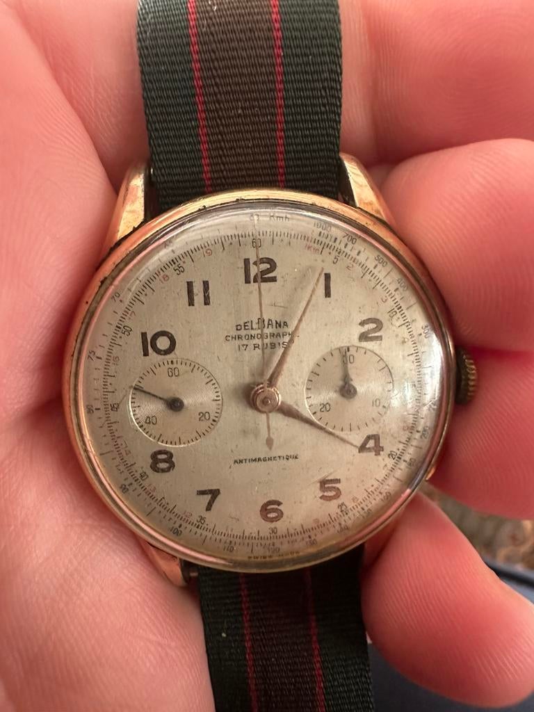 Delbana chronography, Handtassen en Accessoires, Horloges | Antiek, Ophalen, Polshorloge