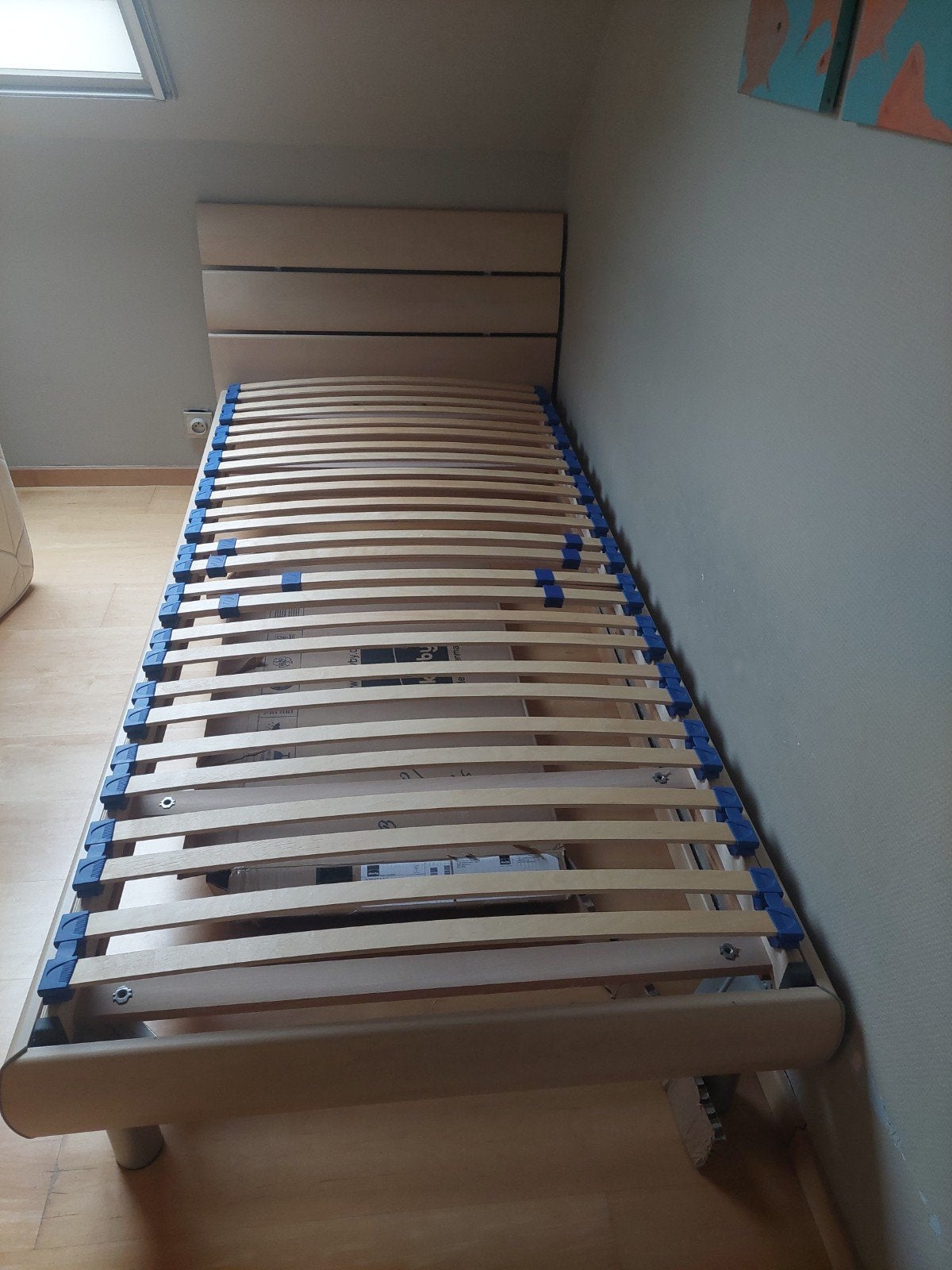 eenpersoonsbed met latoflex en matras, Huis en Inrichting, Slaapkamer | Bedden, Ophalen, Gebruikt, 90 cm, Eenpersoons