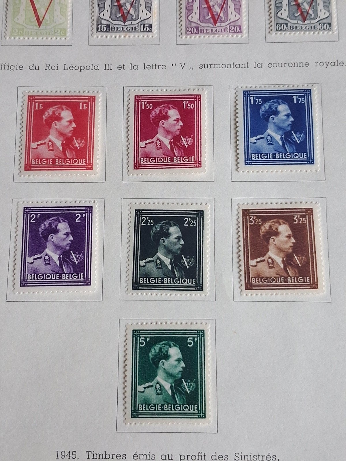 1944 Effigies Leopold III COB 690 A 696, Enlèvement ou Envoi