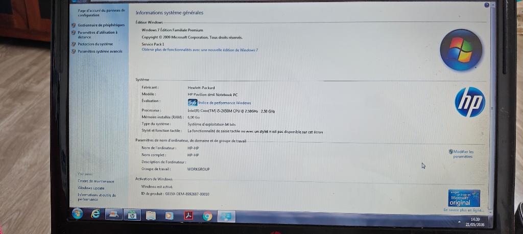 Ordinateur HP Pour pièces avec chargeur d'origine, Informatique & Logiciels, Hp, HDD, 13 pouces, 512 GB