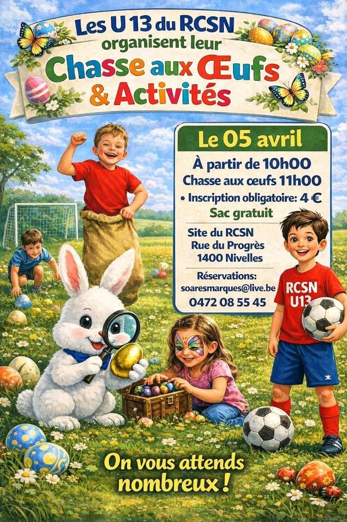 Chasse aux œufs au RCS Nivellois, Divers, Enlèvement ou Envoi, Neuf