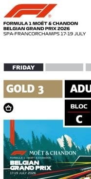 Belgian Grand Prix Spa Formula 1 Gold 3: Eau Rouge, Tickets & Billets, Deux personnes