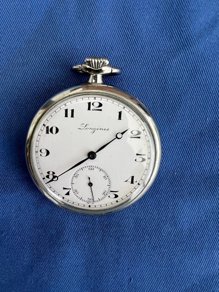 Longines Vintage Zeldzaam Zakhorloge, Handtassen en Accessoires, Ophalen, Staal, Zakhorloge, Longines