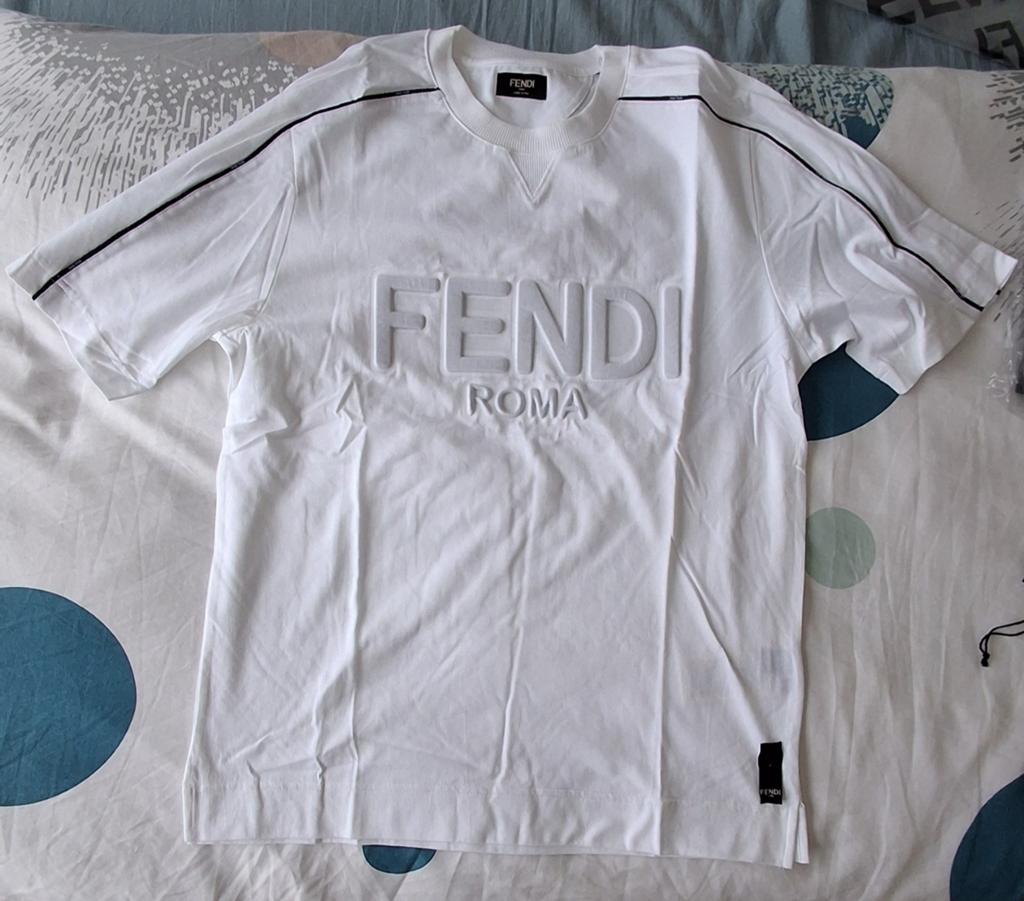T-shirt van wit katoen Fendi Roma, Maat 52/54 (L), Wit, Nieuw, Ophalen of Verzenden