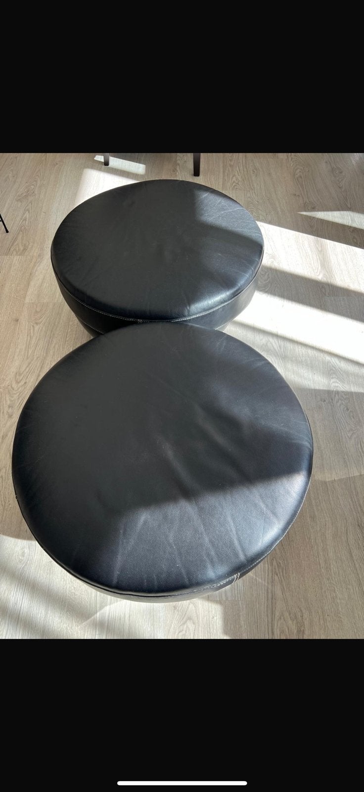 Pouf noir en cuir, Maison & Meubles, Enlèvement, Comme neuf