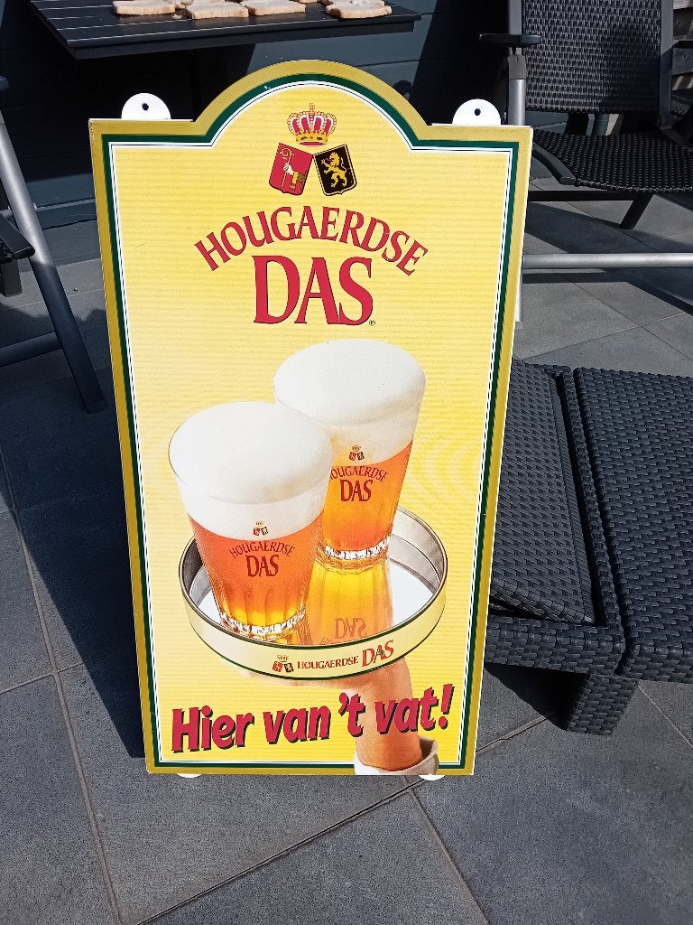 hougaerdse das bord, Verzamelen, Ophalen of Verzenden, Gebruikt, Reclamebord, Plaat of Schild, Overige merken