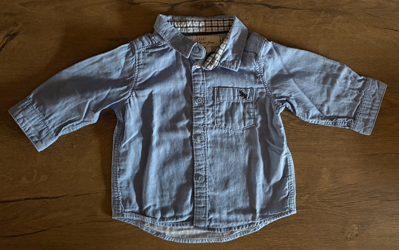 Chemise bleu ciel - H&M - 6 mois - 4€, Enlèvement ou Envoi, Comme neuf, Garçon, Chemise ou Chemisier