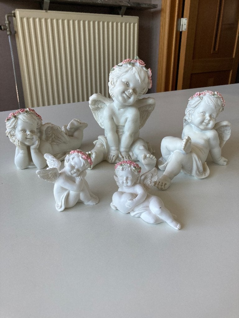 5 Cherubijn-engeltjes, Overige materialen, Overige stijlen, Nieuw, Ophalen of Verzenden