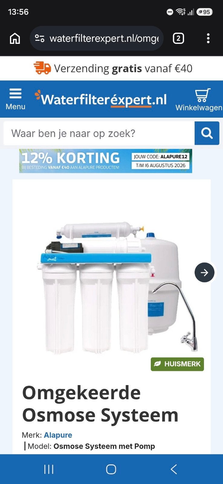 Proline Waterfilter, Ophalen