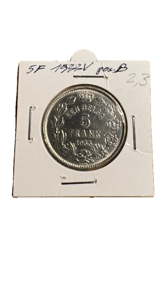 ALBERT I: 5 FRANC 1 BELGA 1933V Positie B, Ophalen of Verzenden