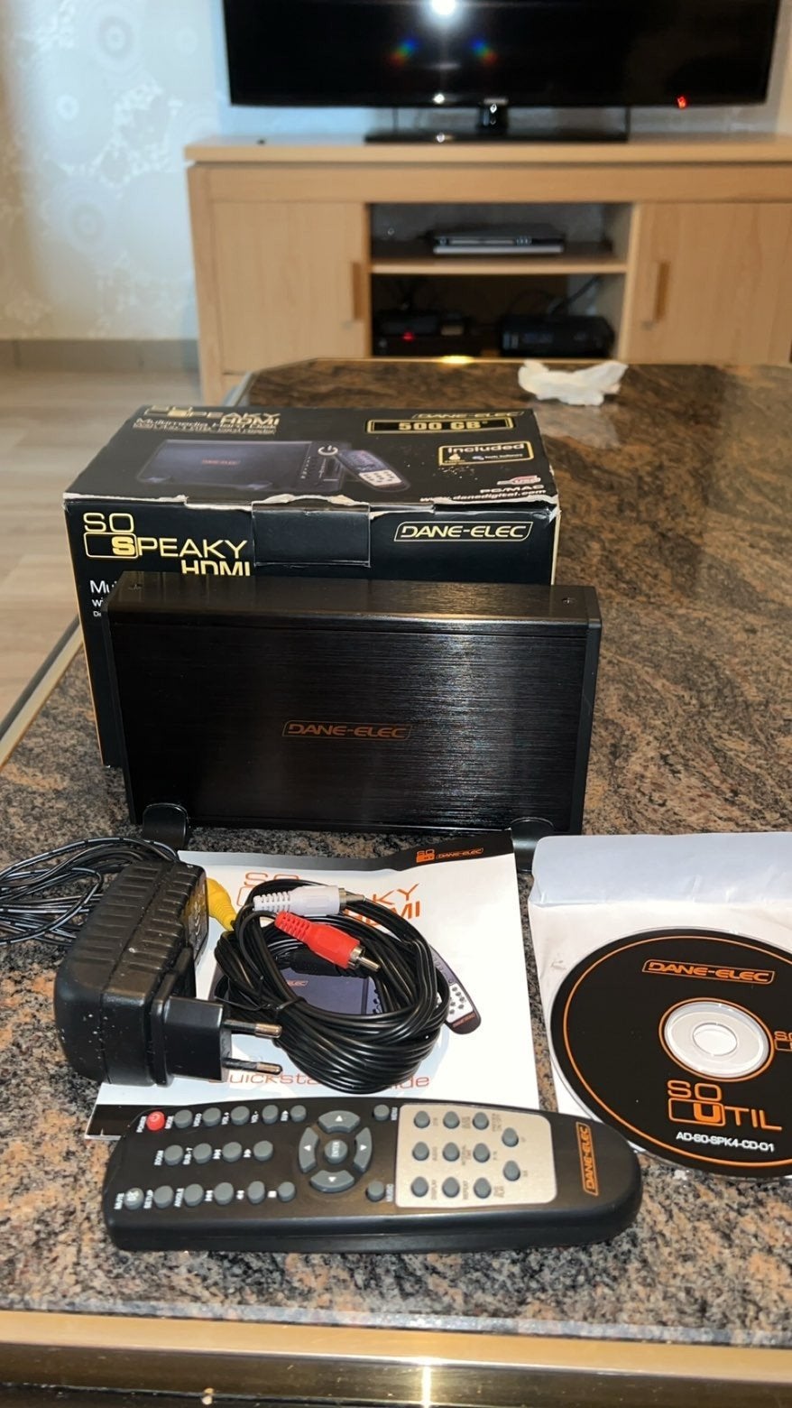 Disque dur multimédia DANE-ELEC So Speaky HDMI 500 Go, Enlèvement, Comme neuf, Tourne-disque