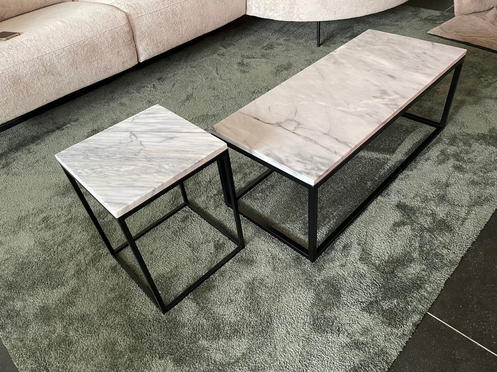 Zuiver marble salontafel + bijzettafel marmer, Huis en Inrichting, Ophalen, Zo goed als nieuw