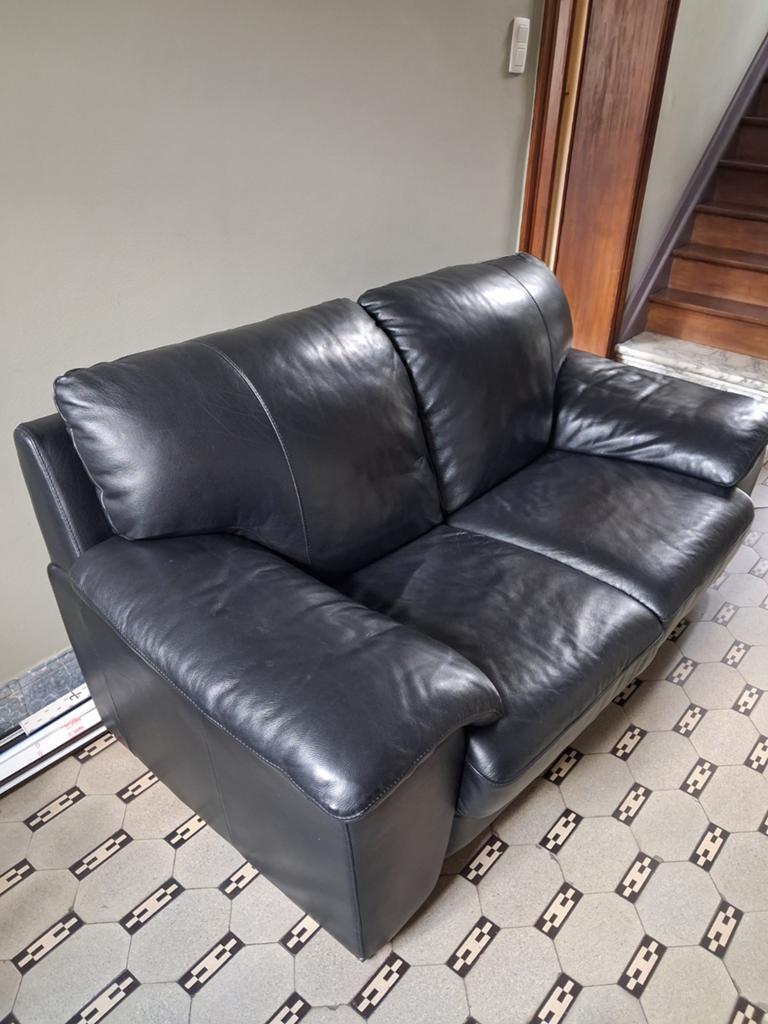 Divan cuir noir, Maison & Meubles, Canapés | Salons, Enlèvement, Cuir