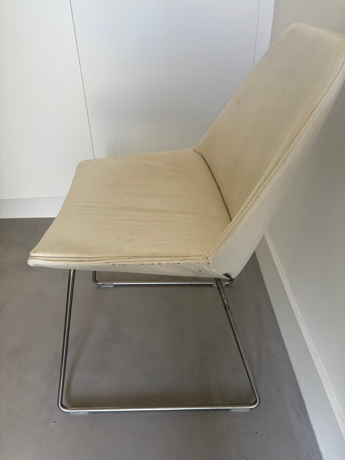 6 stevige stoelen, Ophalen, Gebruikt, Wit, Leer