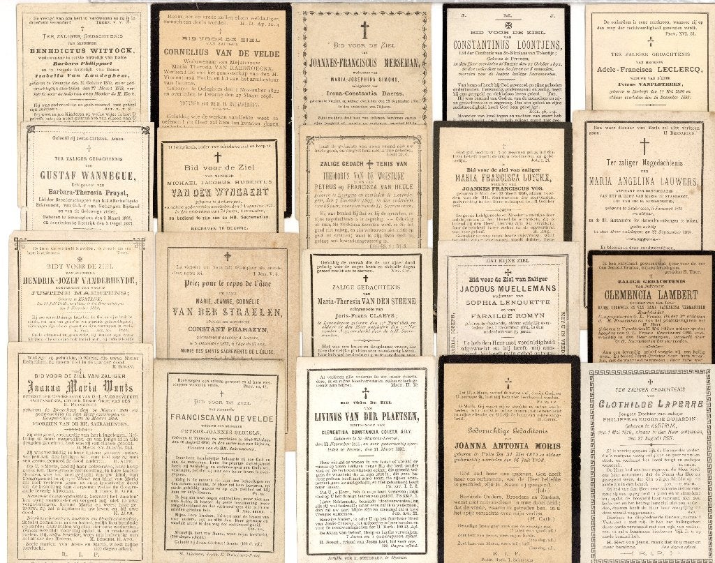 20 Zeer oude bidprentjes, geboren 1800 overleden 18...., Verzamelen, Bidprentjes en Rouwkaarten, Ophalen of Verzenden, Bidprentje