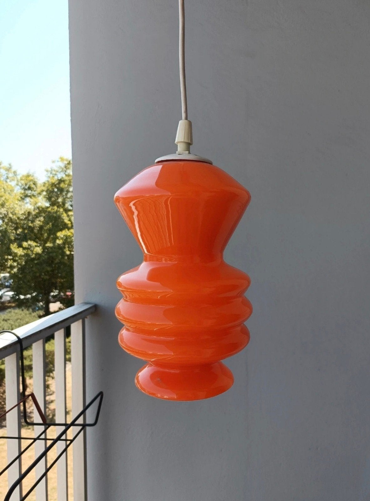 Lampe design vintage en verre orange, Antiquités & Art, Enlèvement ou Envoi, Lampe, Orange