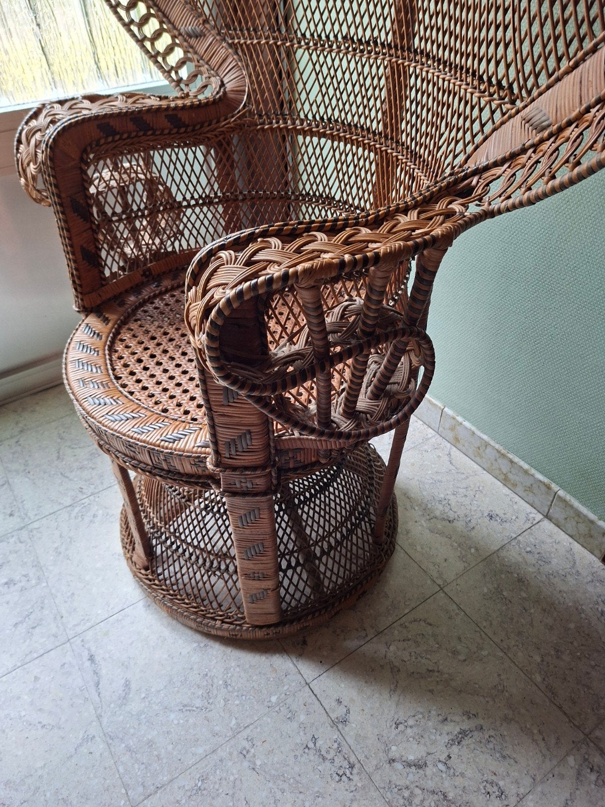 vintage rotan pauwenstoel, Ophalen
