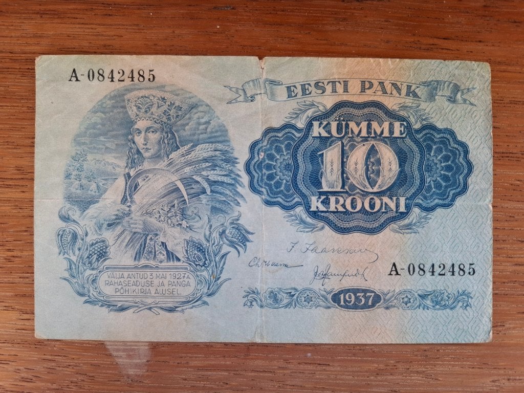 Estland 10 Krooni 1937 VF, Timbres & Monnaies, Billets de banque | Europe | Billets non-euro, Enlèvement ou Envoi, Autres pays