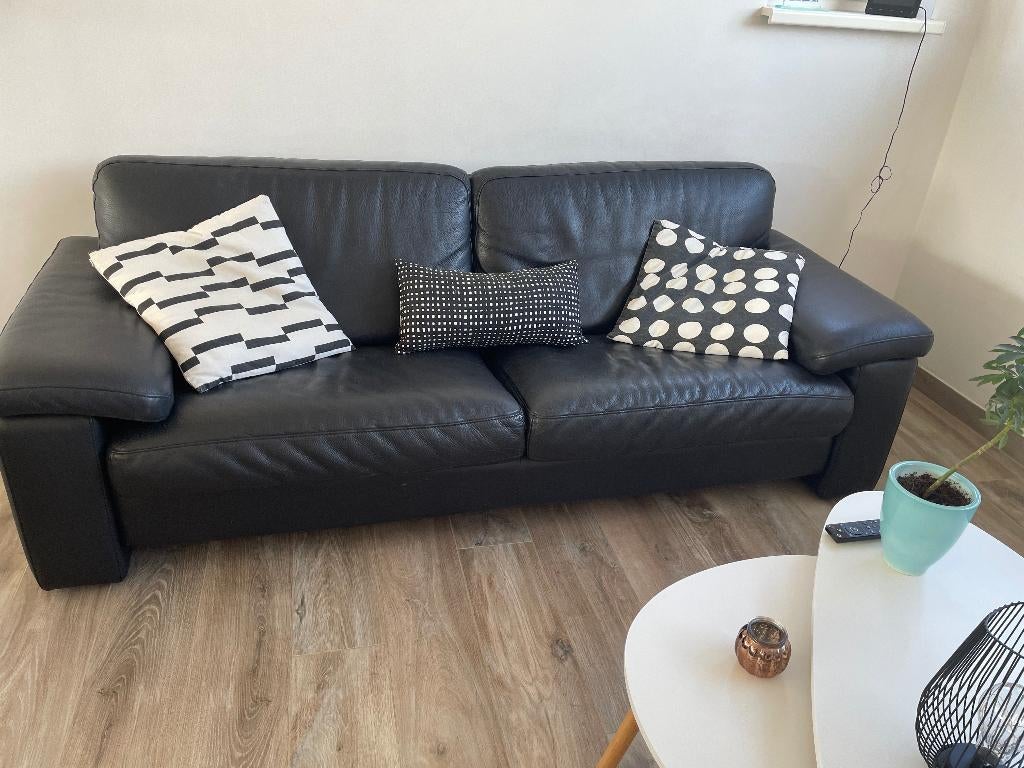 lederen salon te koop, Ophalen, Minder dan 75 cm, 150 tot 200 cm, Leer