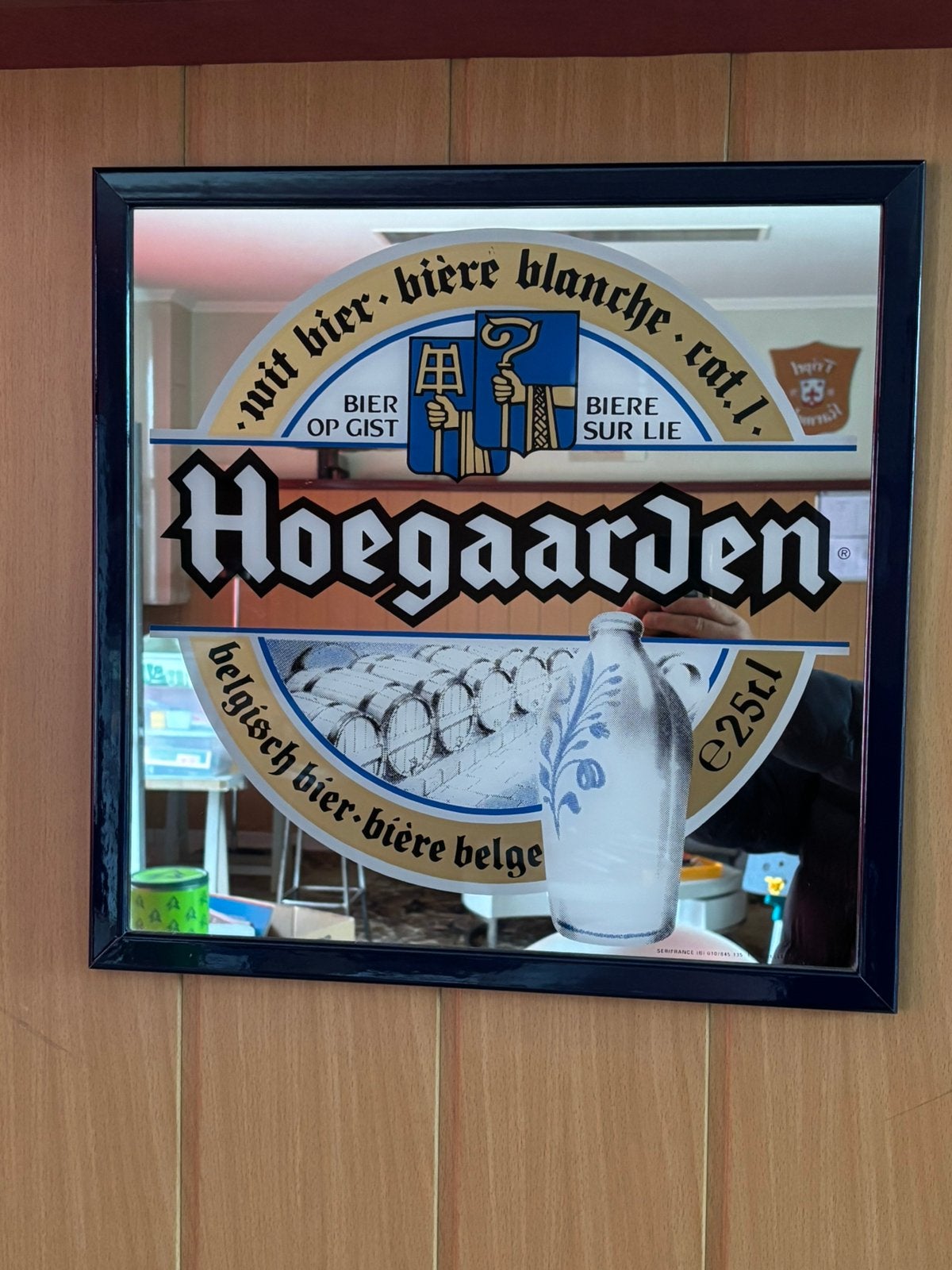Reclamespiegel Hoegaarden met taksmelding opgedrukt, Ophalen, Zo goed als nieuw