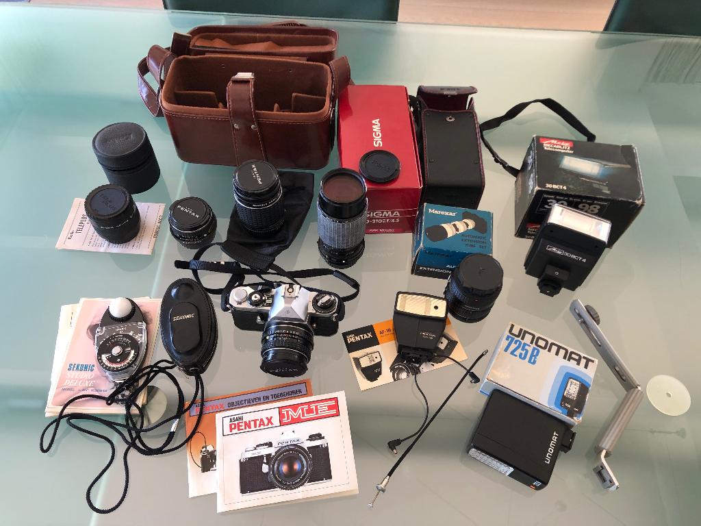Vintage: Asahi PENTAX ME 35 mm, met veel toebehoren, Ophalen of Verzenden, Zo goed als nieuw, Spiegelreflex, Pentax