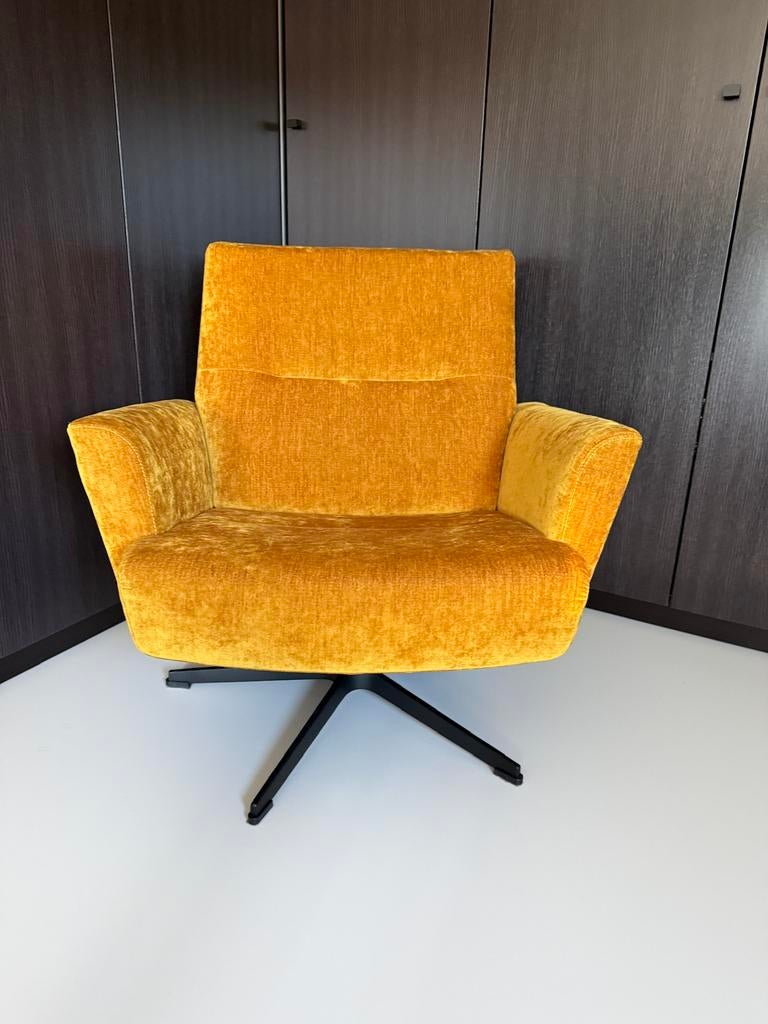 Conform Relaxfauteuil | Draaibaar | Oker velvet, Maison & Meubles, Fauteuils, Comme neuf, Métal, Enlèvement