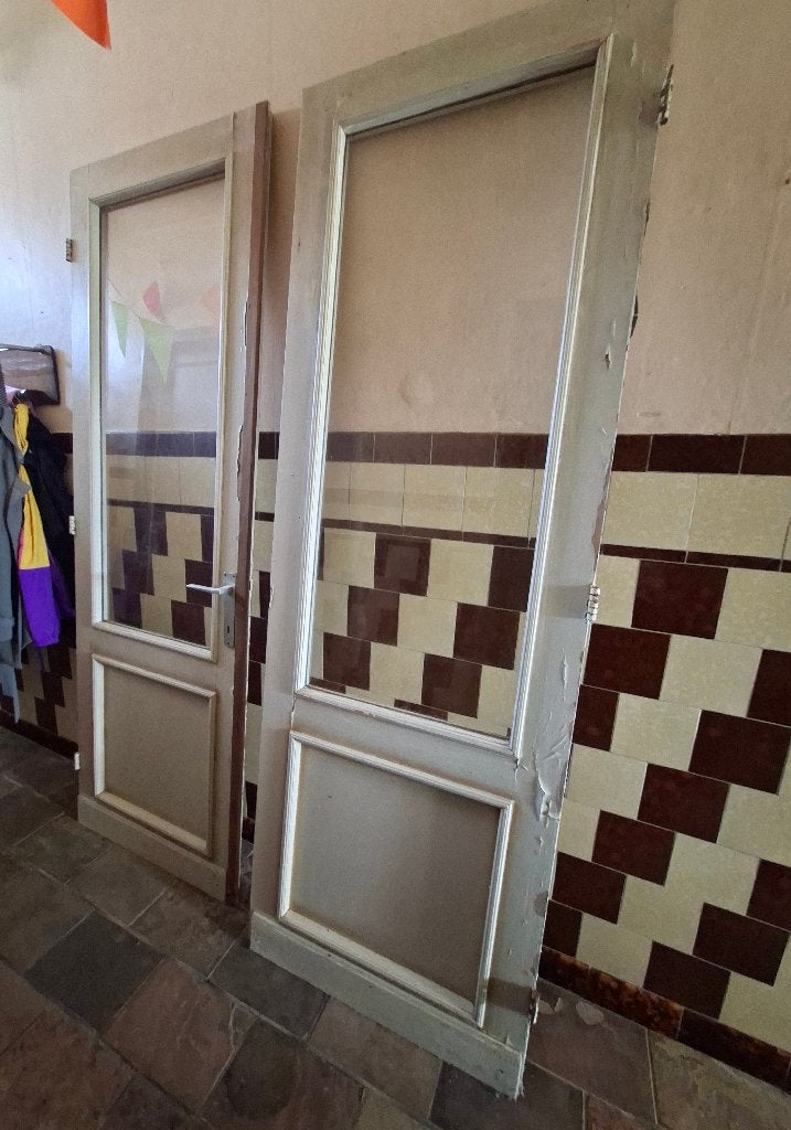 Ensuite paneeldeuren met grote glaspartijen, Doe-het-zelf en Bouw, Ophalen, Gebruikt, Minder dan 80 cm, 215 cm of meer