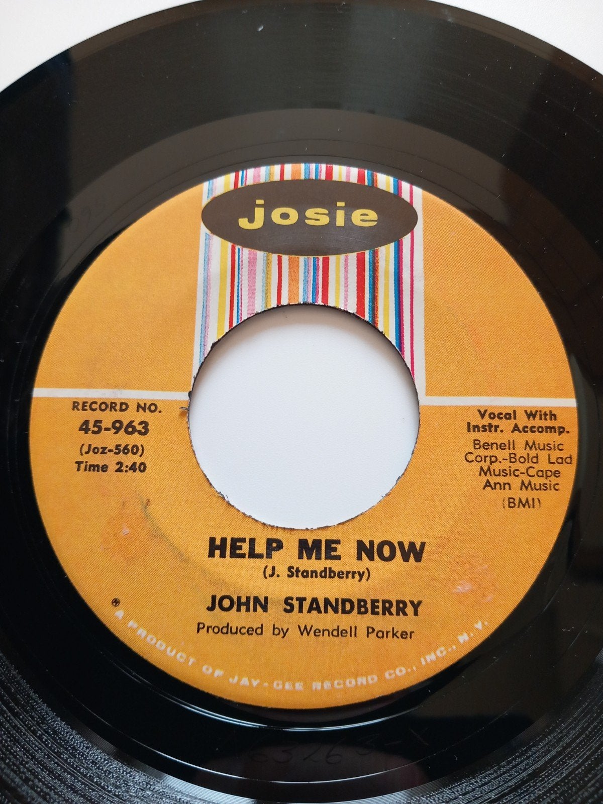 JOHN STANDBERRY.  HELP ME NOW. POPCORN USA 45T, Enlèvement ou Envoi
