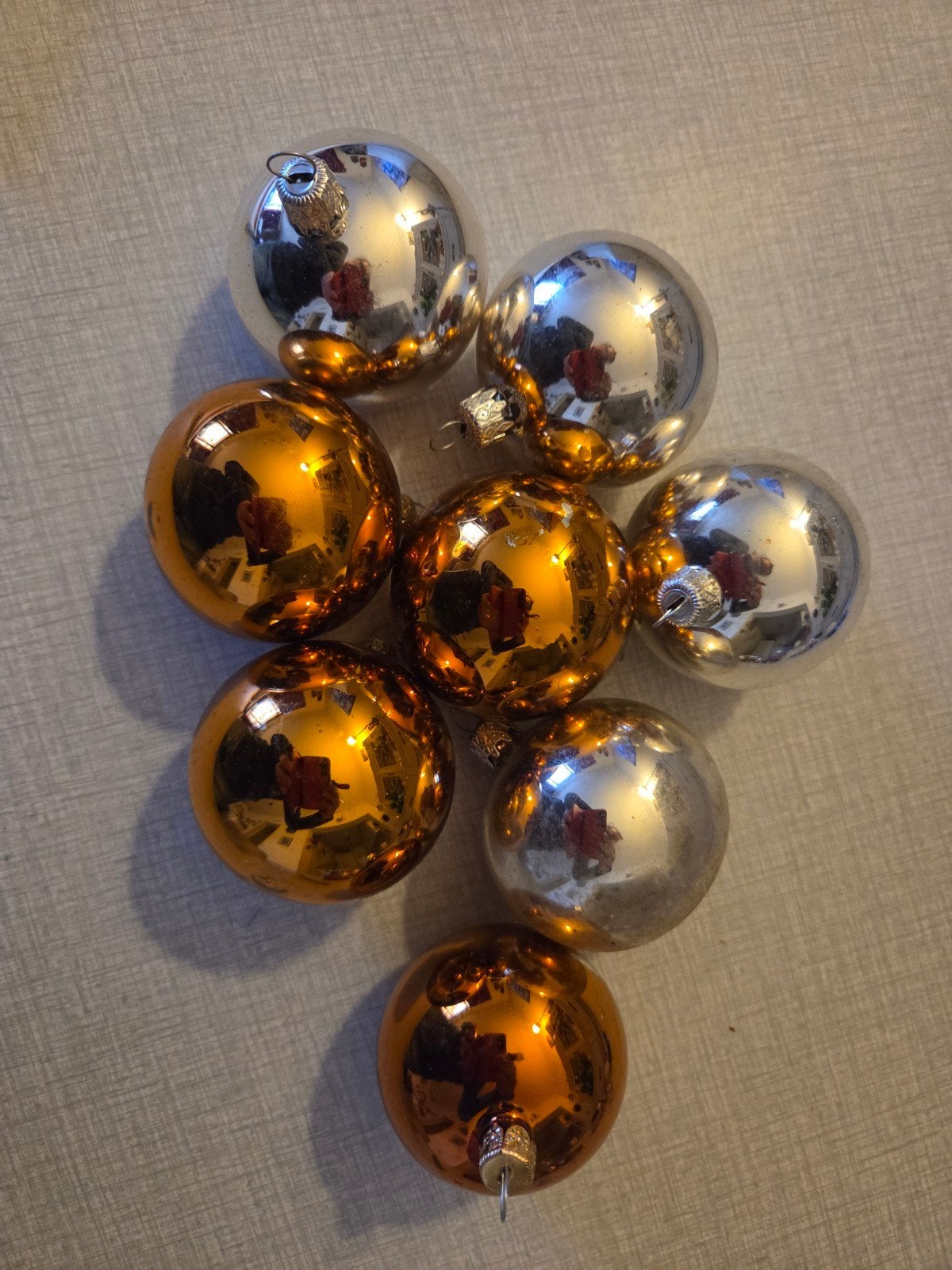 8 vintage glazen kerstballen., Ophalen of Verzenden, Gebruikt