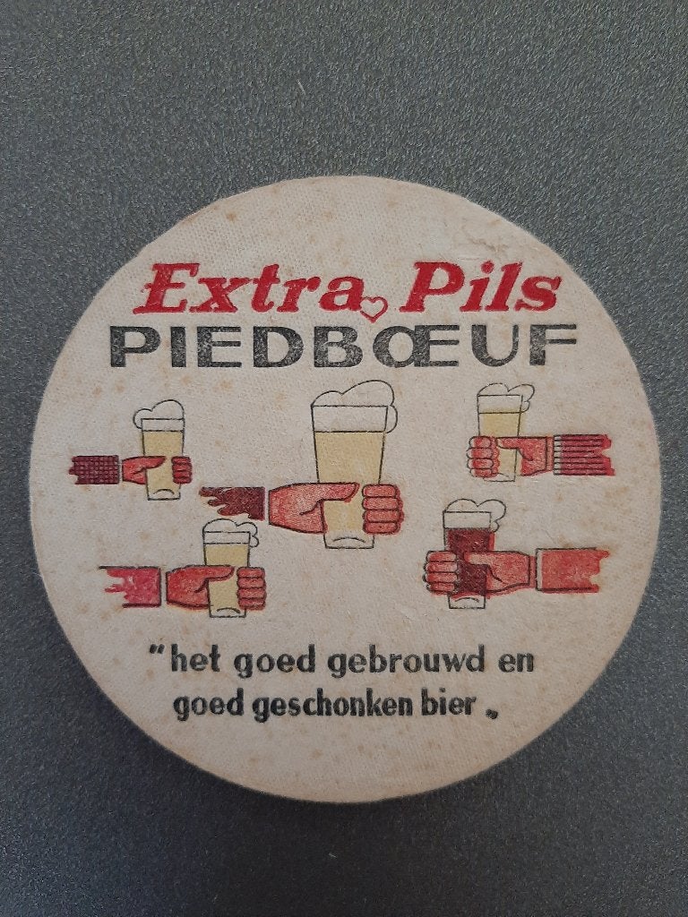 Bierviltje Piedboeuf 12 : Het goed ... : 5 mm dik, Verzamelen, Ophalen of Verzenden, Gebruikt, Viltje(s), Jupiler