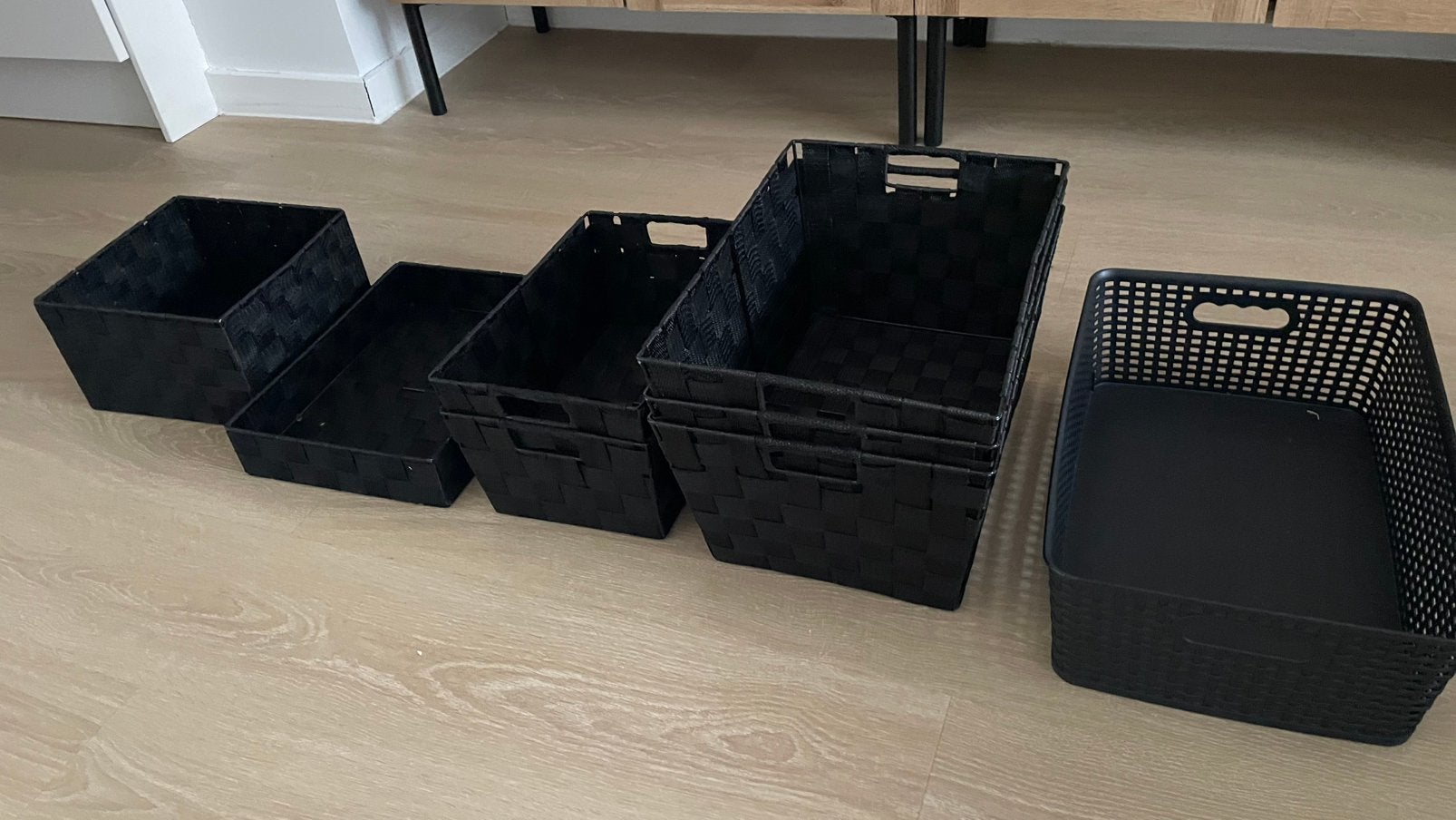 Lot de paniers de rangement noirs - (8 pièces), Maison & Meubles, Enlèvement, Comme neuf