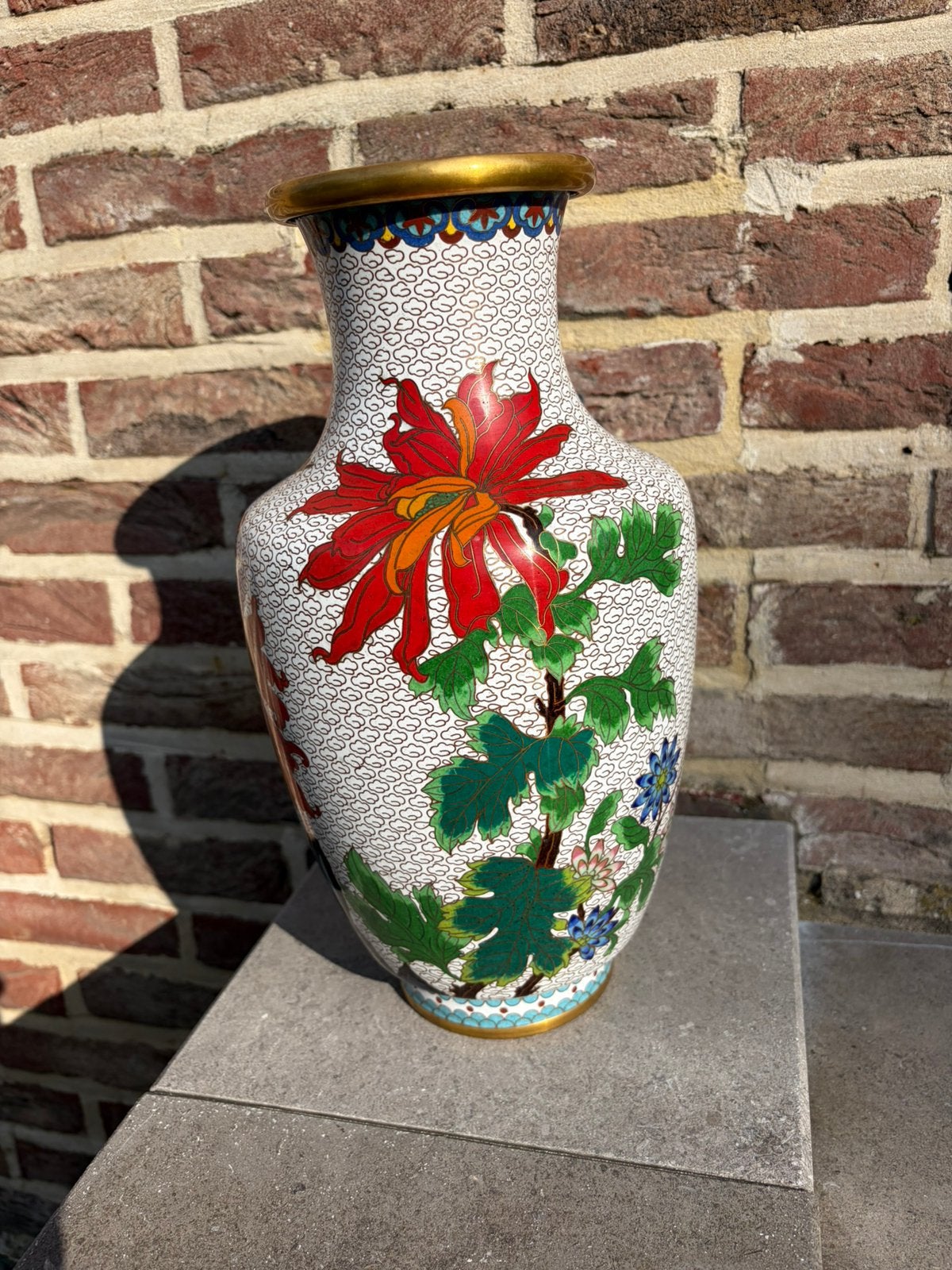 Prachtige cloisonne vaas 33 cm hoog, Ophalen