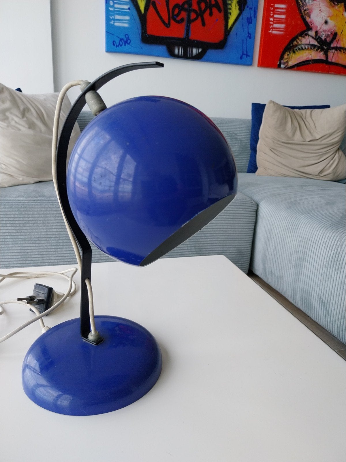Vintage space age eyeball tafellamp jaren 70 retro, Huis en Inrichting, Zwart, Ophalen, Bureaulamp, Design