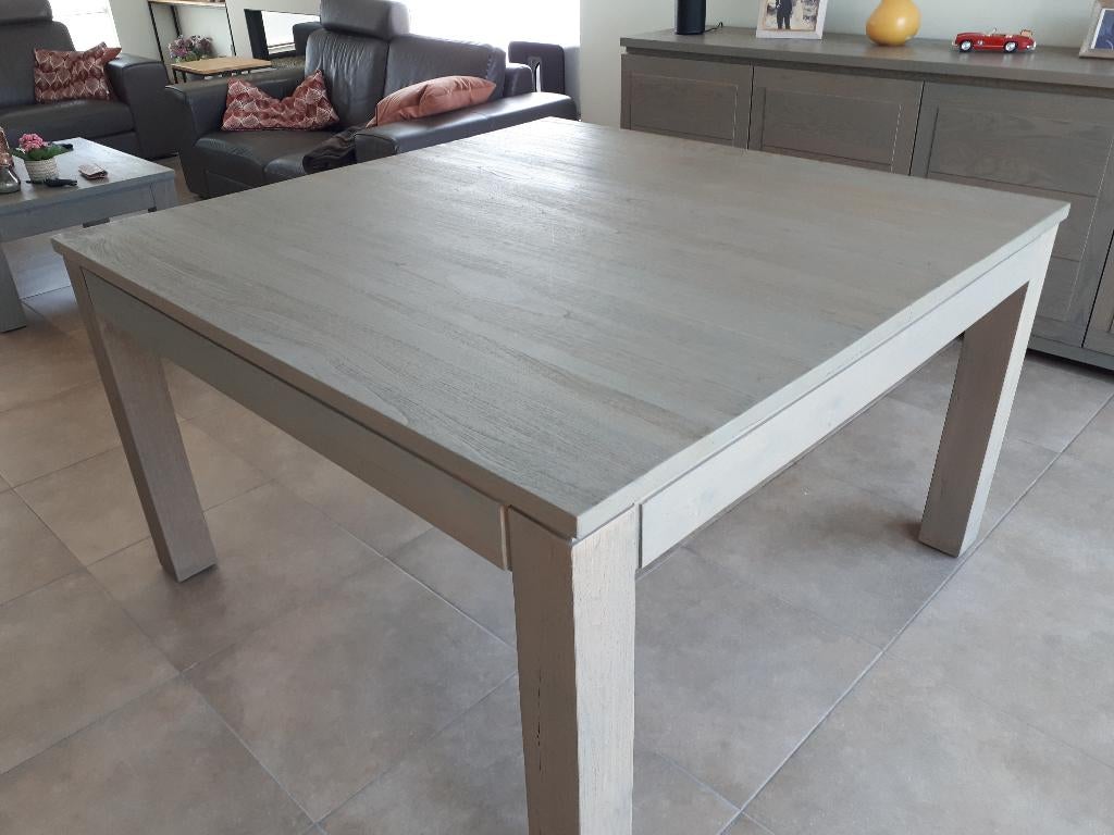 Table de salle à manger carrée en teck, Teck, 100 à 150 cm, Cinq personnes ou plus, 100 à 150 cm