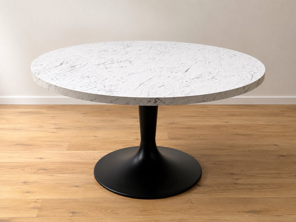 Table ronde effet marbre gris, Maison & Meubles, 150 à 200 cm, Cinq personnes ou plus, Design moderne et élégant effet marbre gris