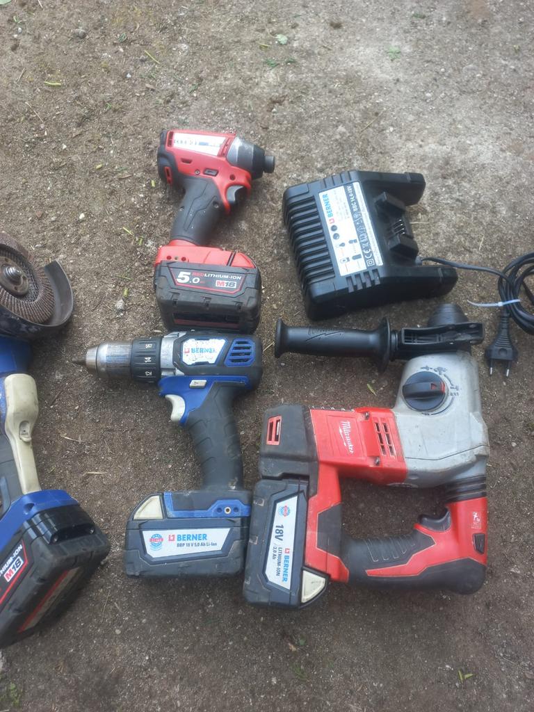 Berner & Milwaukee machines te koop + lader, Enlèvement, Comme neuf