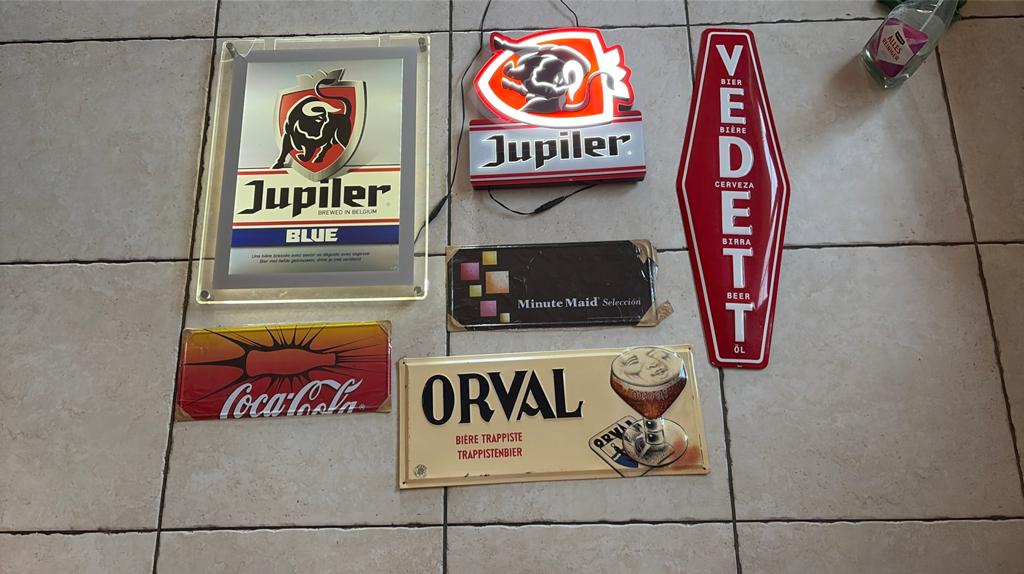 Reclame borden voor mancave, Ophalen, Gebruikt, Reclamebord