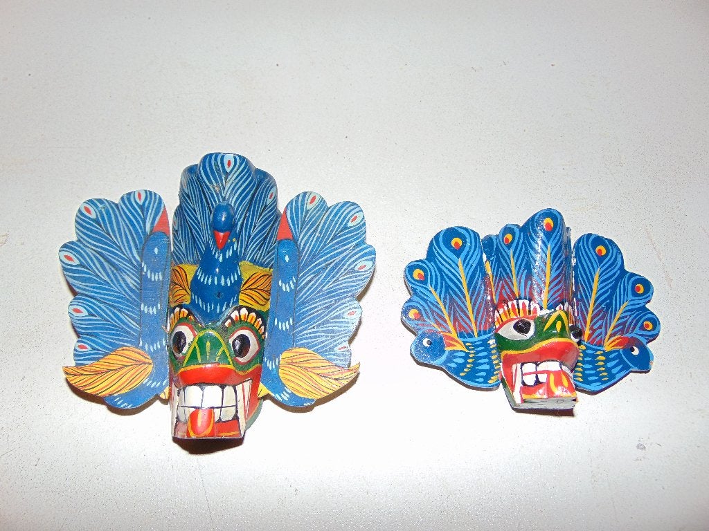 Maskertjes uit Sri Lanka, 11 cm, Enlèvement ou Envoi, Bleu, Masque