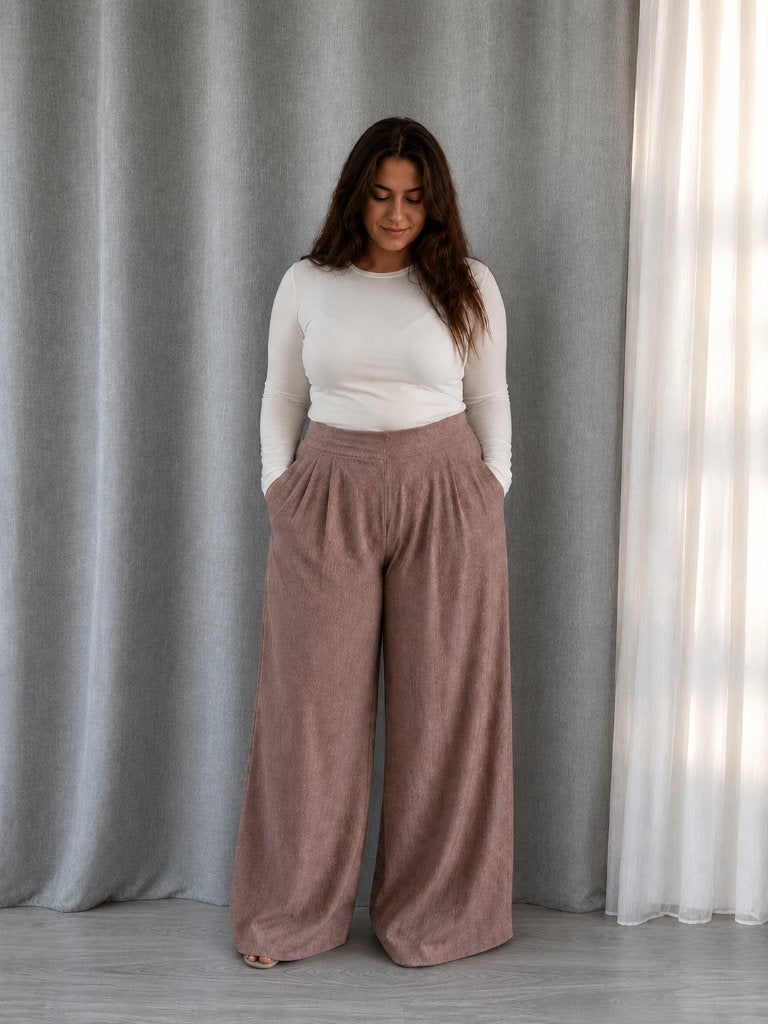 Linnen palazzo broek met hoge taille • bruin • nieuw, Kleding | Dames, Broeken en Pantalons, Bruin, Nieuw, Ophalen of Verzenden