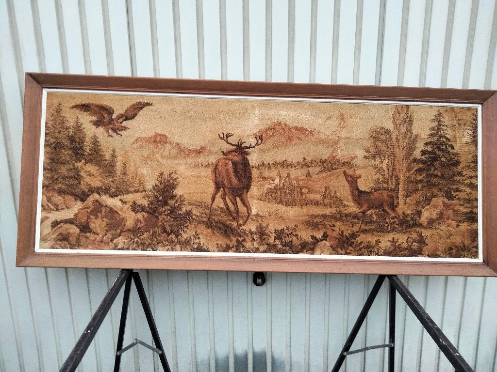 Wandtapyt in kader,wild, 175x70, Ophalen, Vintage,klassiek, 50 tot 100 cm, Zo goed als nieuw