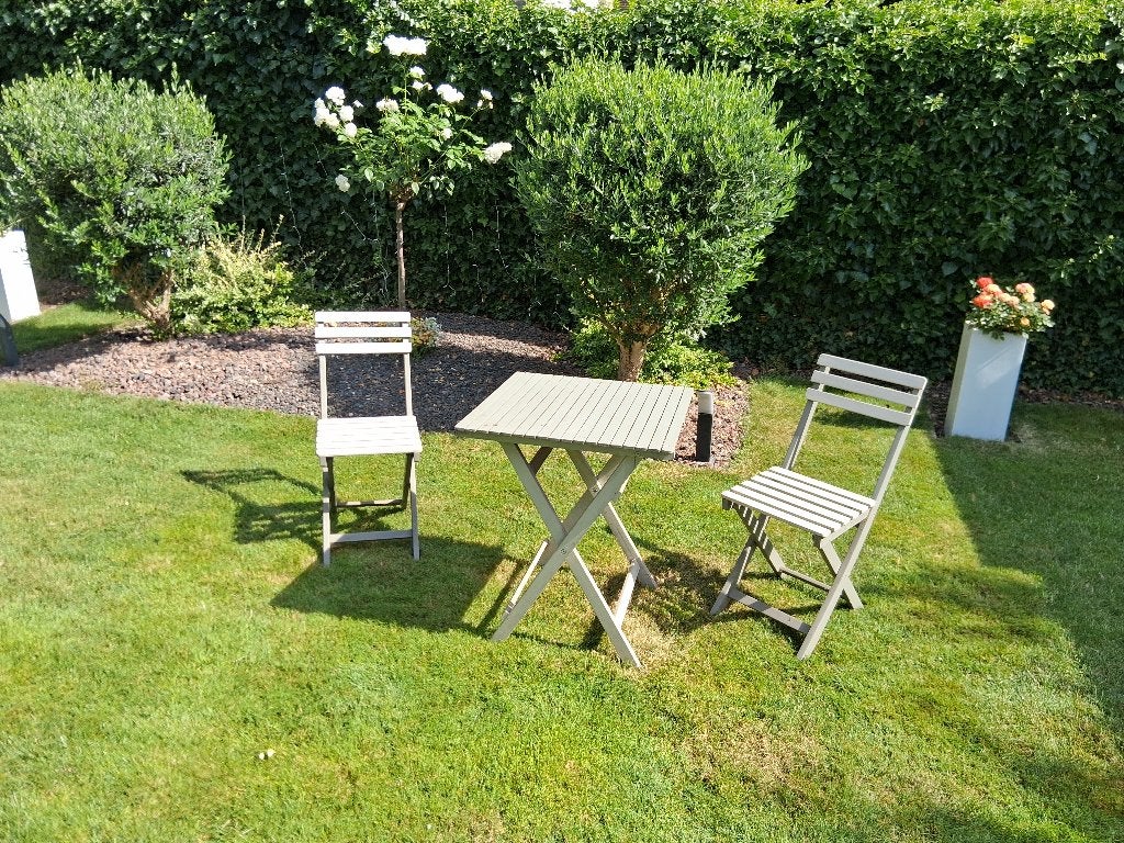 Tuintafel met 2stoelen, Tuin en Terras, Ophalen, Gebruikt, Vierkant, Hout