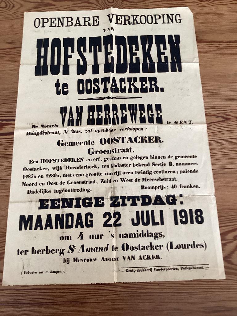 Affiche openbare verkoop Oostakker, Ophalen, Gebruikt