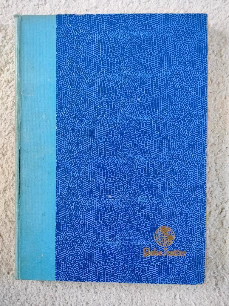 blauw vintage postzegelalbum GlobeTrotter met 16 blz., Verzenden, Verzamelalbum