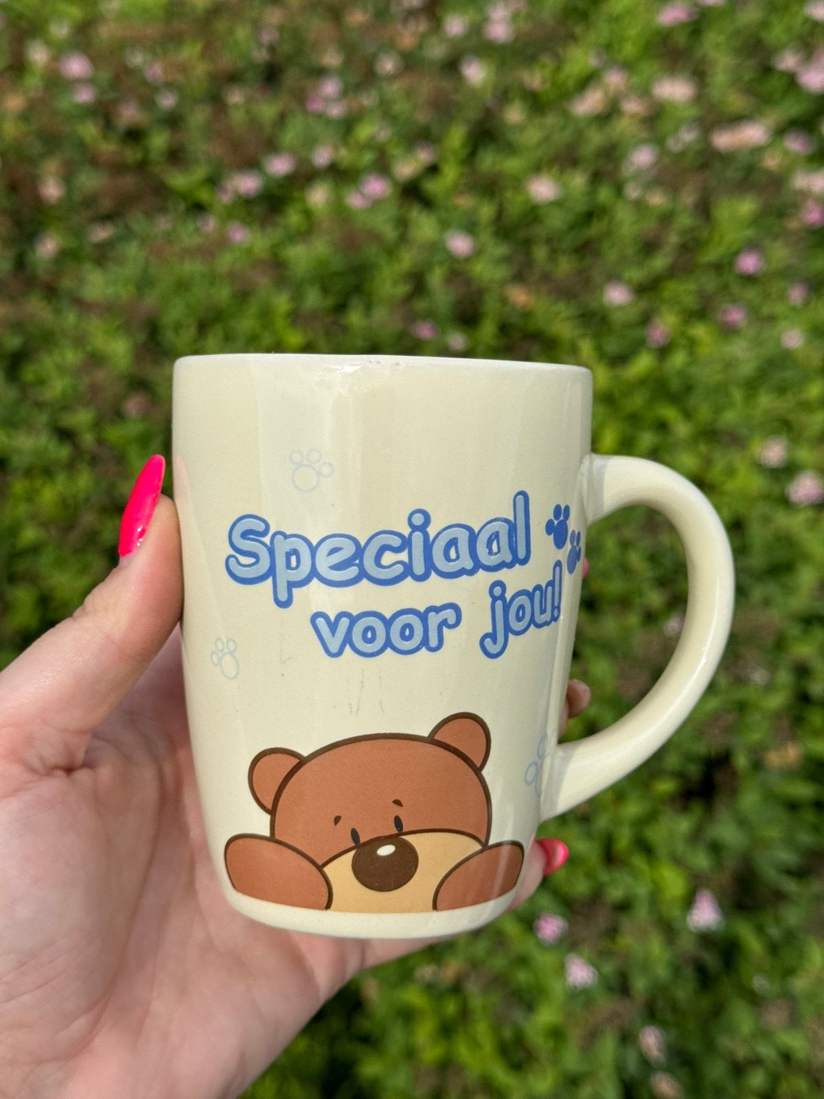 Mok Kwikki “Speciaal voor jou”, Huis en Inrichting, Keuken | Servies, Ophalen, Zo goed als nieuw, Porselein, Mok